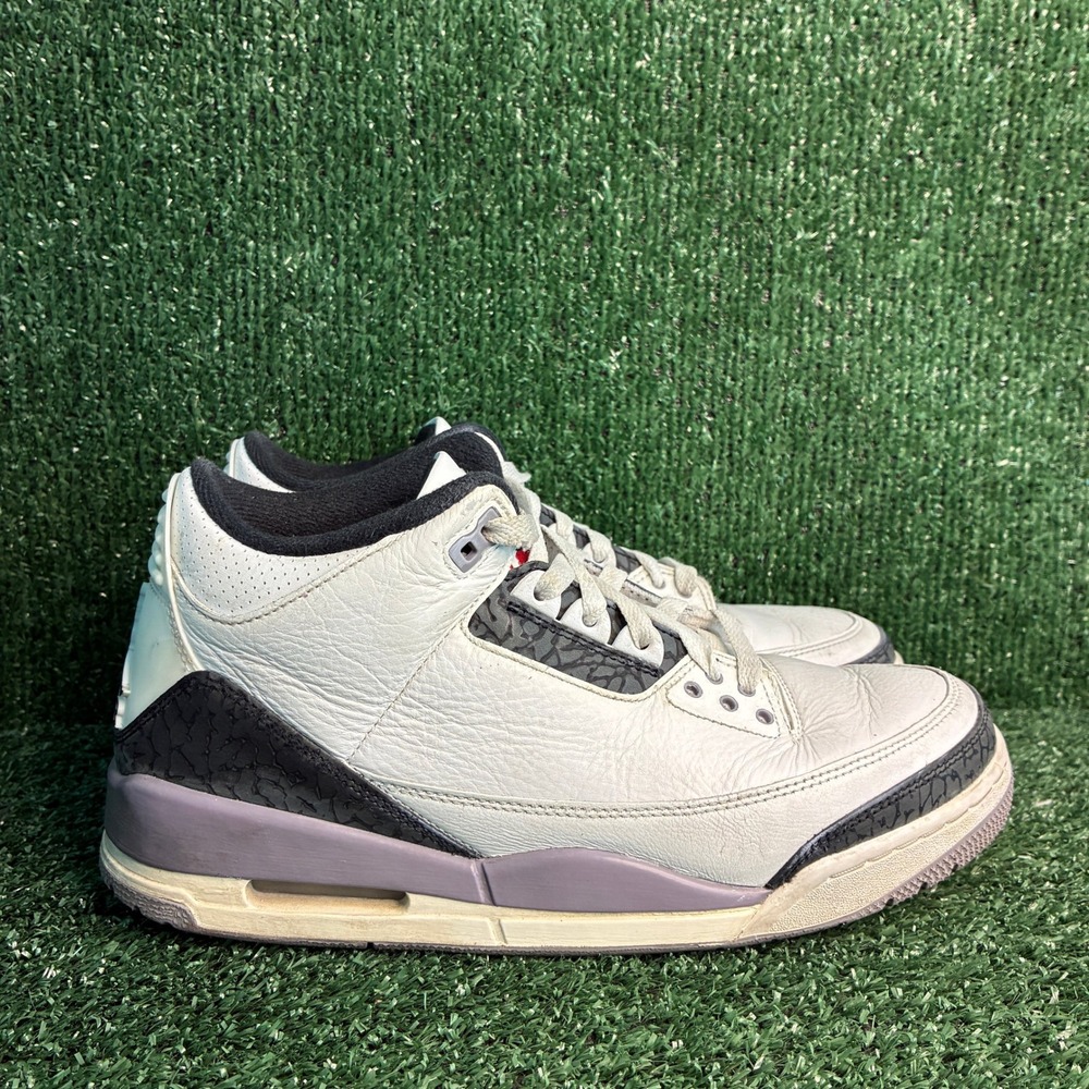 Jordan 3 Retro Cement Grey Leather Elephant Print Basketball Sneaker White Men 9